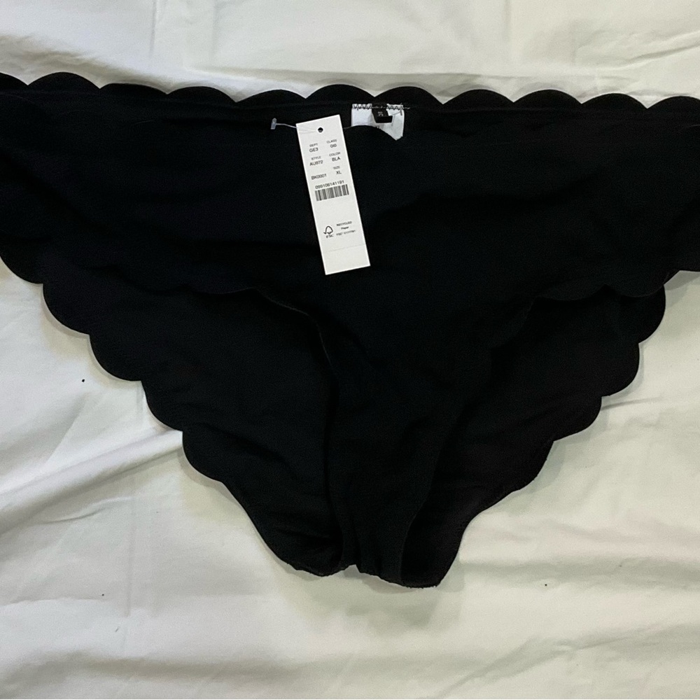 J. Crew Black Scalloped Bikini Bottom